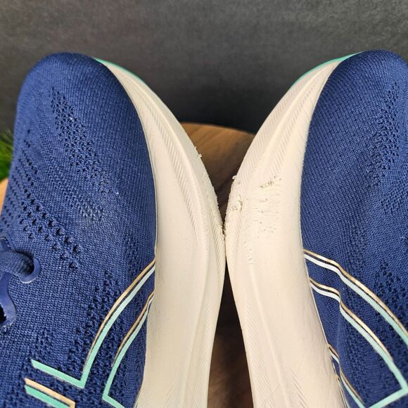 Asics Gel-Nimbus 26 Shoes Womens Size 11 Wide Blue Athletic Running Sneakers - Picture 9 of 12